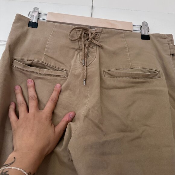 Tan Wide Legged Hemmed Pants - Picture 5 of 9